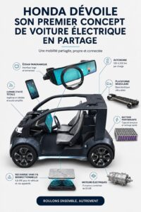 Concept de voiture électrique partagée de Honda avec un design moderne.