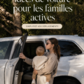 Voiture familiale électrique moderne garée dans un parc, idéale pour les sorties en famille.