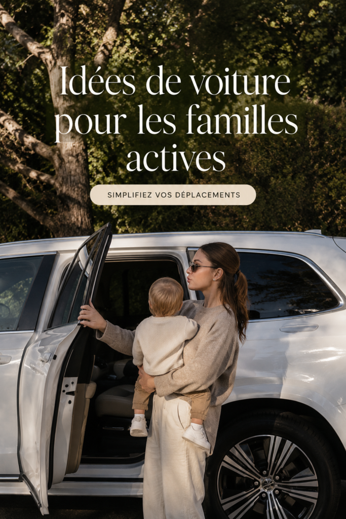 Voiture familiale électrique moderne garée dans un parc, idéale pour les sorties en famille.