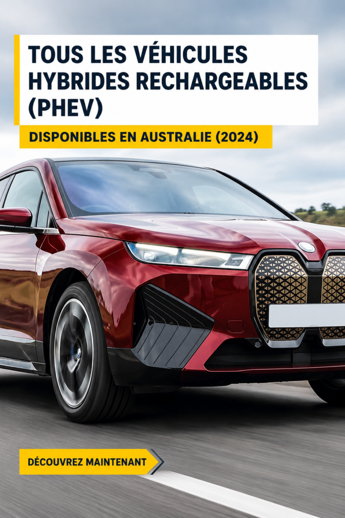 Vue d'une voiture hybride rechargeable sur une route moderne.