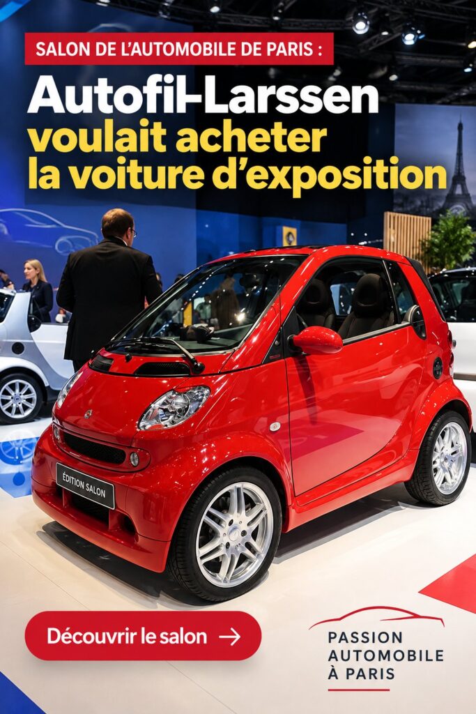 Bannière présentant des voitures électriques lors de la Bourse de l'auto à Paris