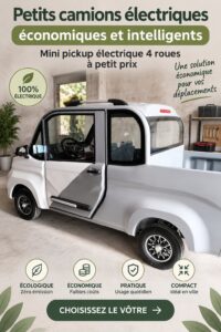 Camionnette électrique économique sur la route, représentant l'innovation durable.