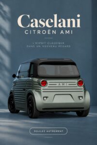 Caselani Citroën AMI au design vintage et moderne, mettant en avant son esthétique unique.