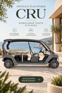 Un CRU, véhicule électrique moderne et spacieux, prêt pour un trajet familial.