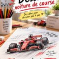 Dessin d'une voiture de course réalisé avec des crayons de couleur