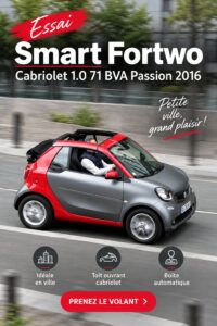 Essai du Smart Fortwo Cabriolet 2016, une voiture compacte adaptée à la ville.