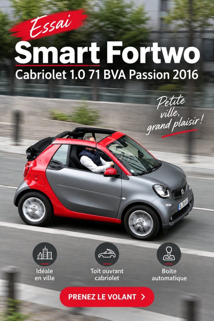 Essai du Smart Fortwo Cabriolet 2016, une voiture compacte adaptée à la ville.