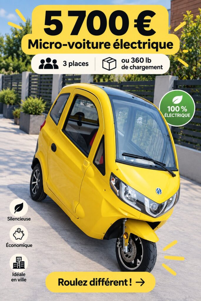 Micro-voiture électrique compacte idéale pour un usage urbain