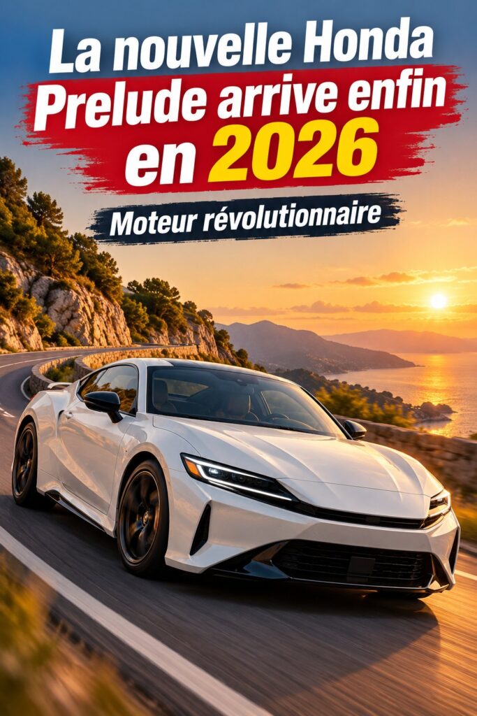 Nouvelle Honda Prelude 2026 en exposition, mettant en avant son design moderne et son moteur innovant.