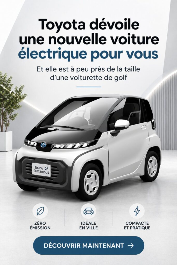 Nouvelle voiture électrique de Toyota, compacte et moderne, vue de profil.