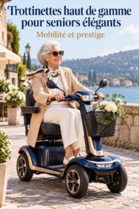 Trottinette élégante inspirée par BMW, conçue pour le confort des seniors.