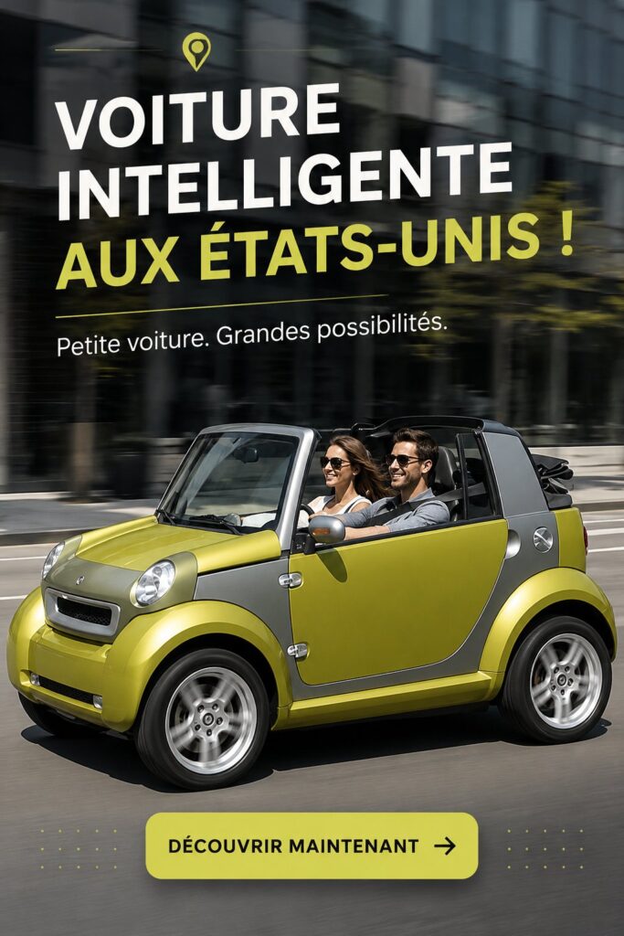 Aperçu d'une smart car moderne garée dans un environnement urbain.