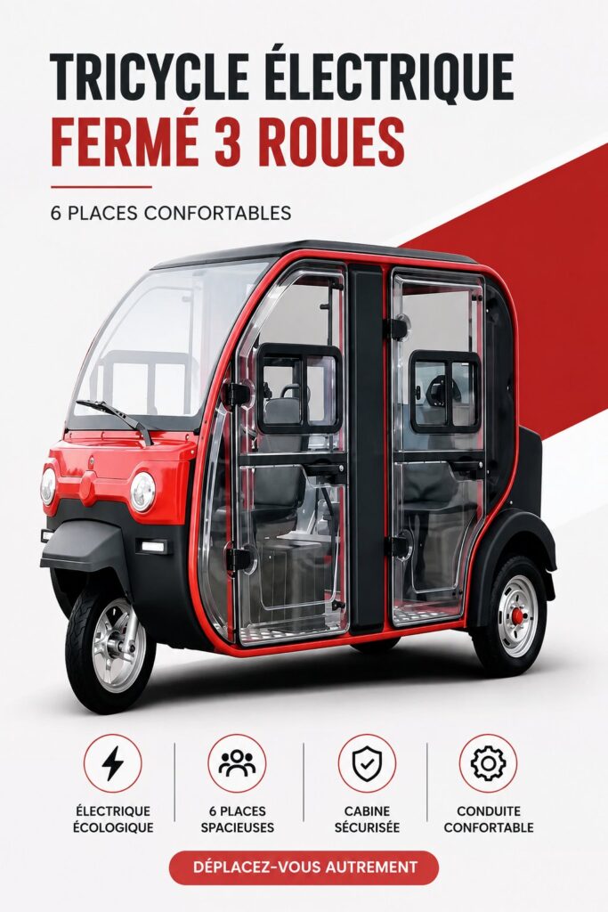 Tricycle électrique 6 places coloré pour les sorties en famille