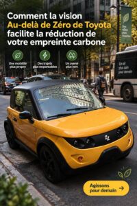 Image d'une voiture électrique Toyota symbolisant l'innovation et la durabilité.