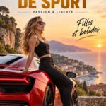 Une femme souriante conduisant une voiture électrique moderne sur une route verdoyante.