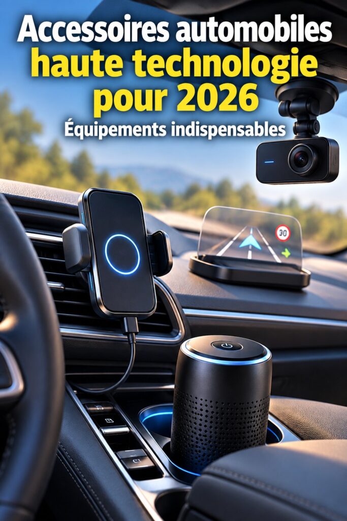 Une voiture moderne équipée d'accessoires technologiques avancés.