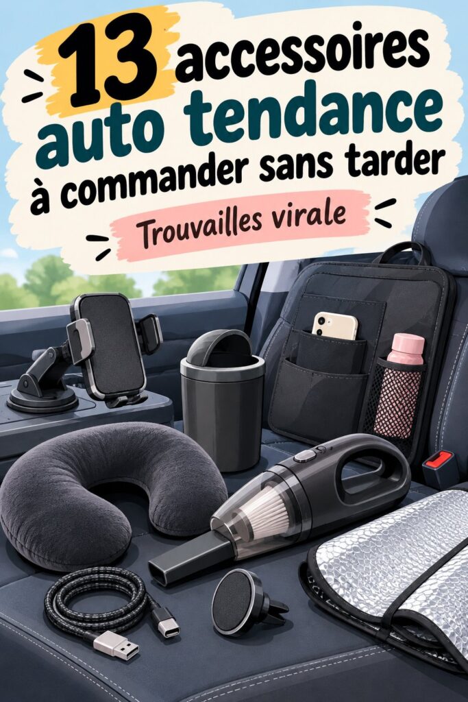 Photo d'accessoires auto tendance disposés sur un fond clair, représentant le style moderne et pratique.
